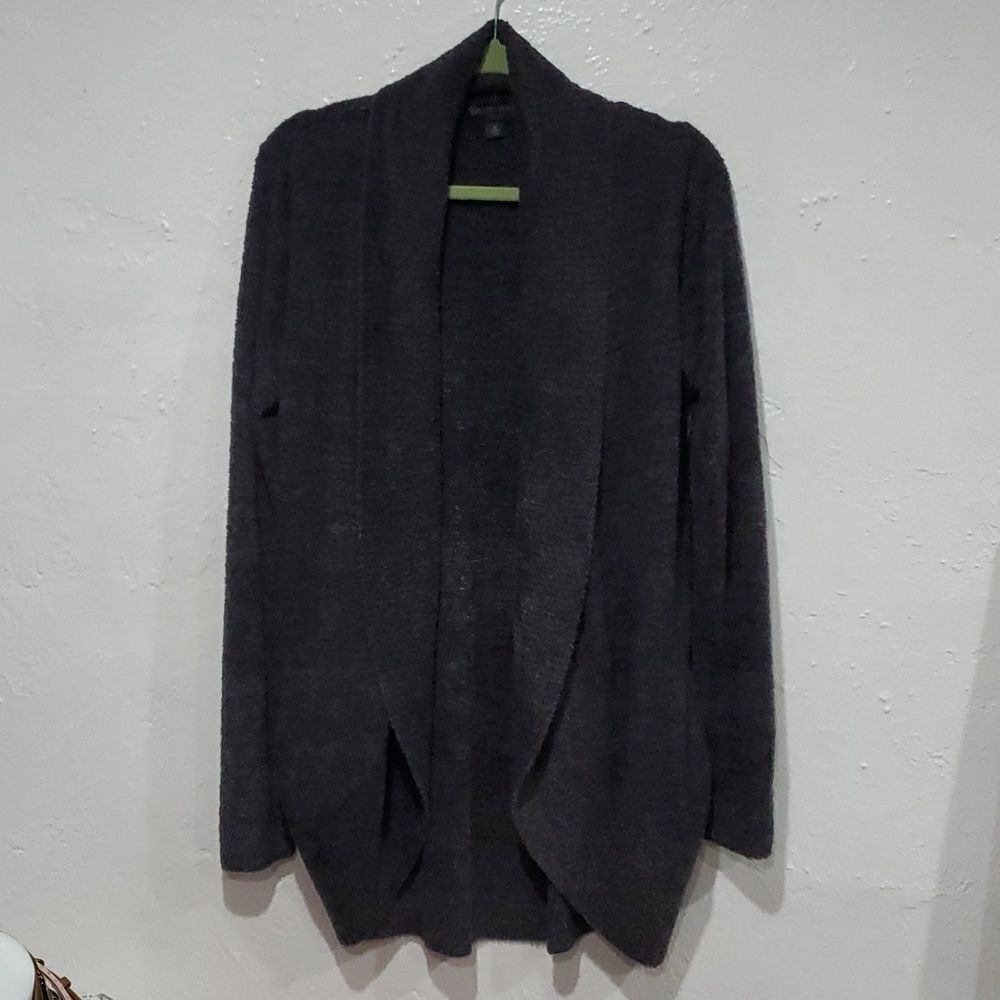Barefoot Dreams CozyChic Lite Sweater in Dark Grey with Pockets Size M